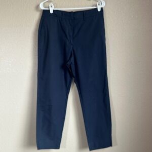 M&S Collection Navy Blue Chino Trousers Women 8 Short Straight Leg Pant T57 6434